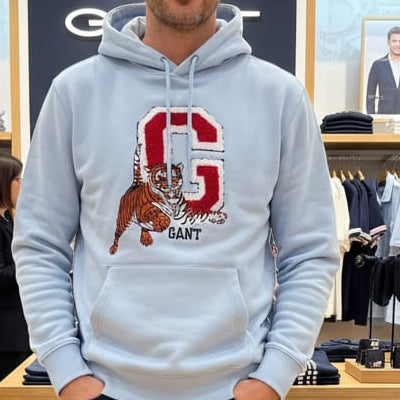 Men’s Premium Light Blue Hoodie with Bold Tiger Graphic