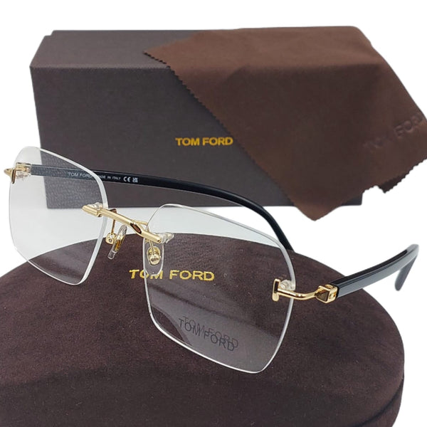 Premium Rimless Square Eyeglasses with Gold Metal Details