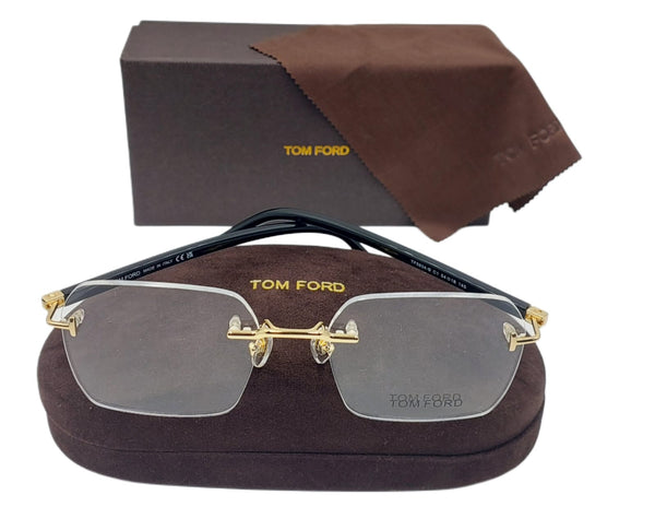 Premium Rimless Square Eyeglasses with Gold Metal Details