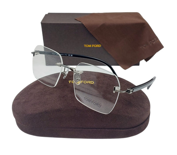 Premium Rimless Square Eyeglasses with Gold Metal Details