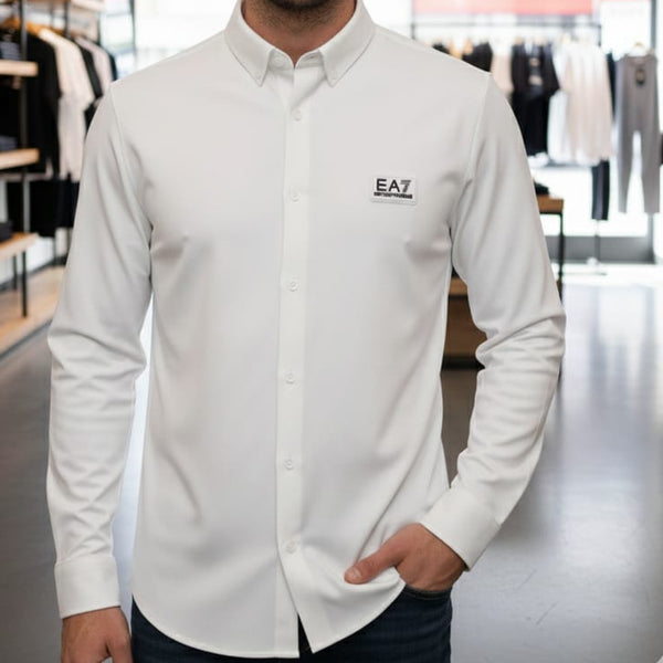 Men’s Solid White Formal Shirt with Premium Button Closure