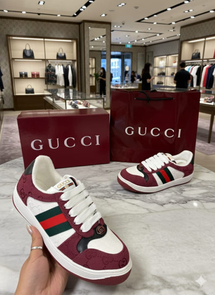 Men’s Stylish Red & White Casual Sneakers with Classic Stripe Design