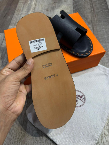 Men’s Premium Black Leather Slip-On Sandals