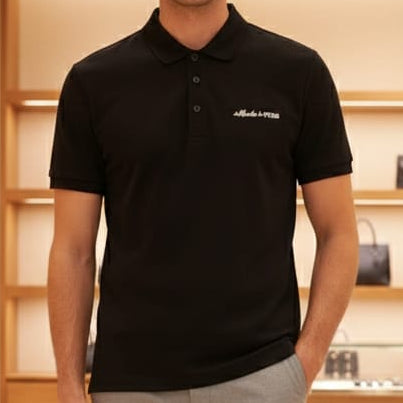 Premium  Men’s Black  Polo T-Shirt with Signature Logo