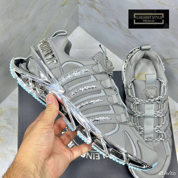 Premium Grey Luxury Sneakers Modern Designer Sports Shoes