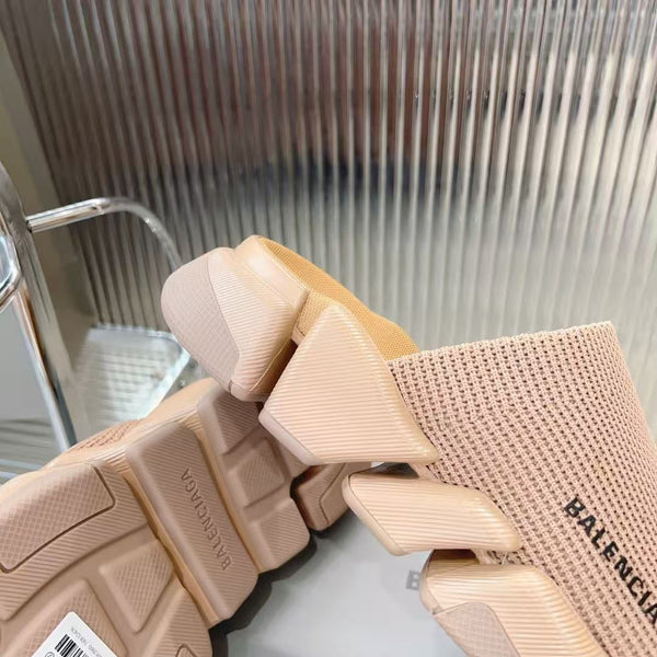 Branded  Knit Strap Chunky Slide Sandals