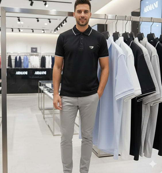 Luxury Imported  Black Polo T-Shirt, Smart Casual Fit