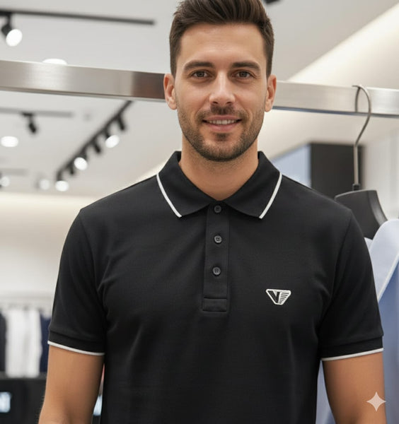 Luxury Imported  Black Polo T-Shirt, Smart Casual Fit
