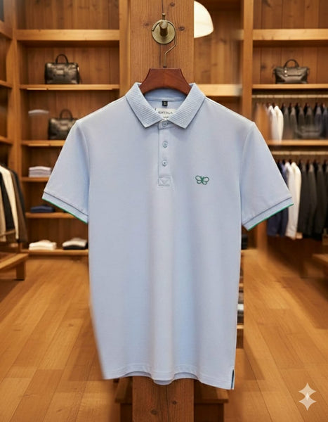 Men’s Sky Blue Polo T-Shirt – Premium Fabric, Fresh & Smart Look