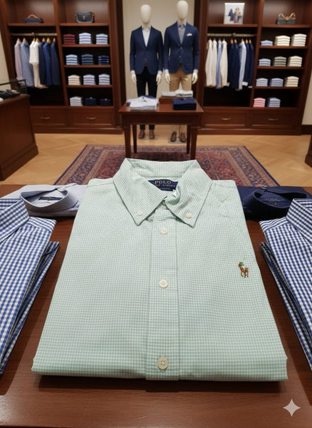 Men’s Premium Light Green Checked Cotton Shirt