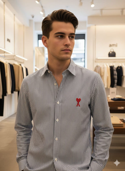 Men’s Classic Striped Shirt with Signature Heart Logo