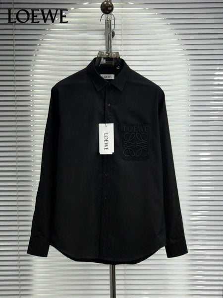 Men’s Classic Black Shirt with Embroidered Chest Detail