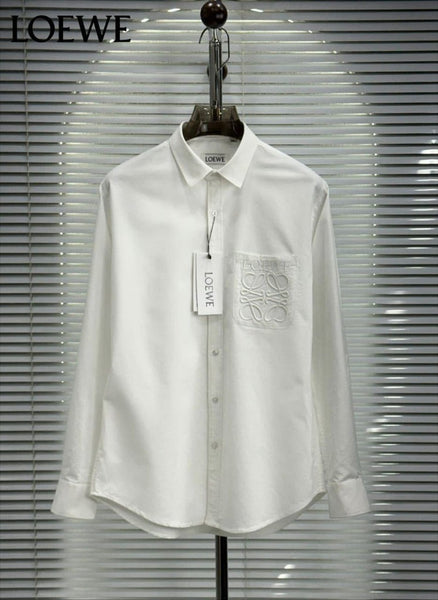 Men’s Premium White Solid Formal Shirt with Embroidered Pocket