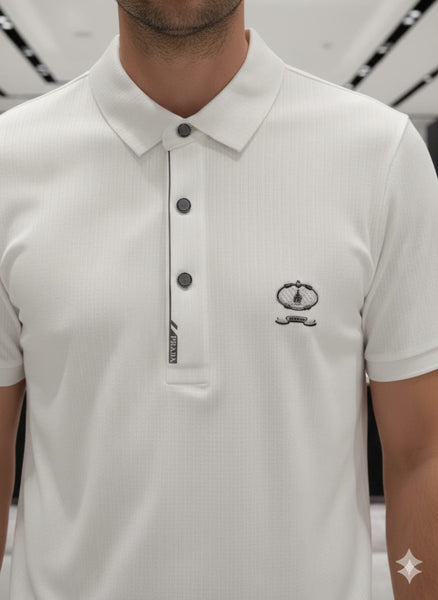 Men’s Premium White Polo T-Shirt  Elegant Short Sleeve Classic Fit