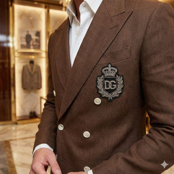 Elegant Brown Double-Breasted Blazer Timeless Luxury Style