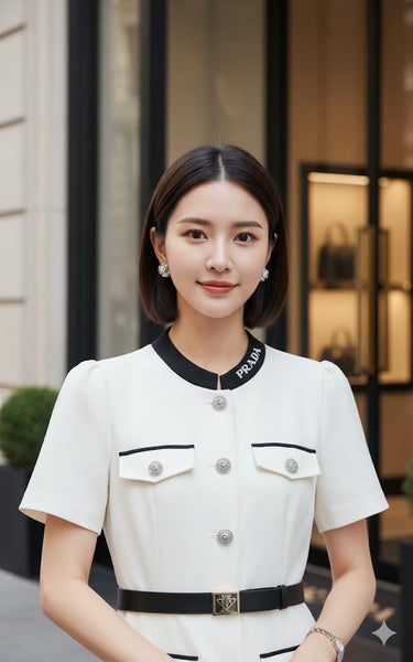 Elegant White Belted Dress Luxury Boutique Style