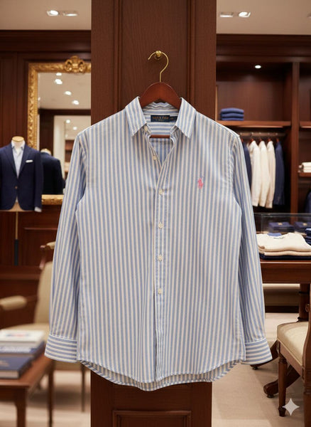 Women’s Premium Blue & White Vertical Striped Shirt