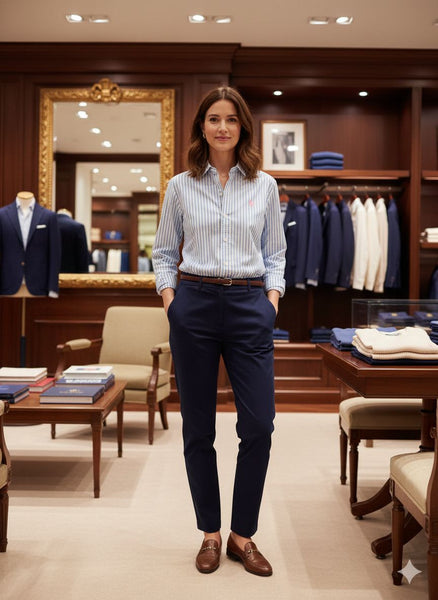 Women’s Premium Blue & White Vertical Striped Shirt