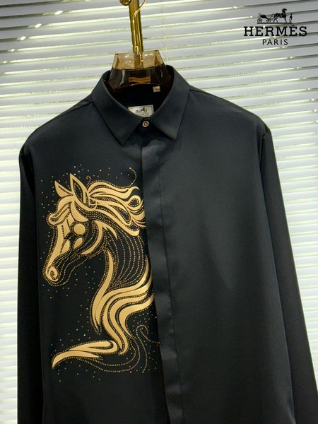 Premium Swarovski Work  Casual Shirt Elegant Horse Design