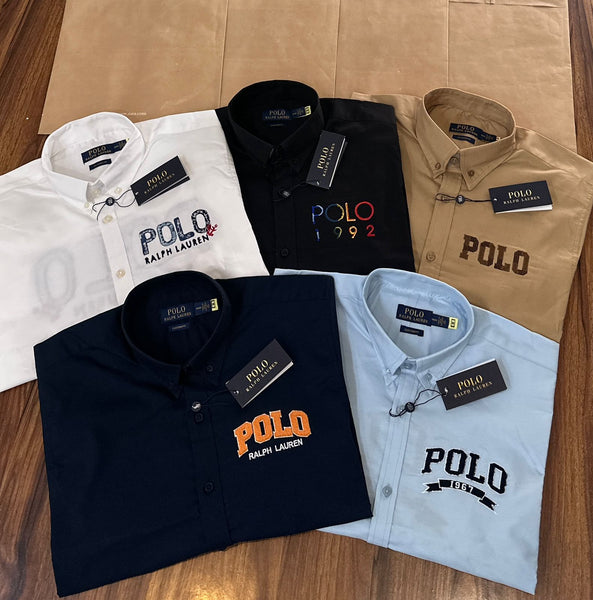 Men’s Premium Brand Logo Casual Shirts Classic Button-Down Style