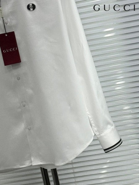 Classic White Designer Shirt with Signature Trim