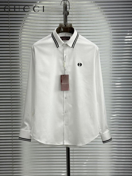 Classic White Designer Shirt with Signature Trim