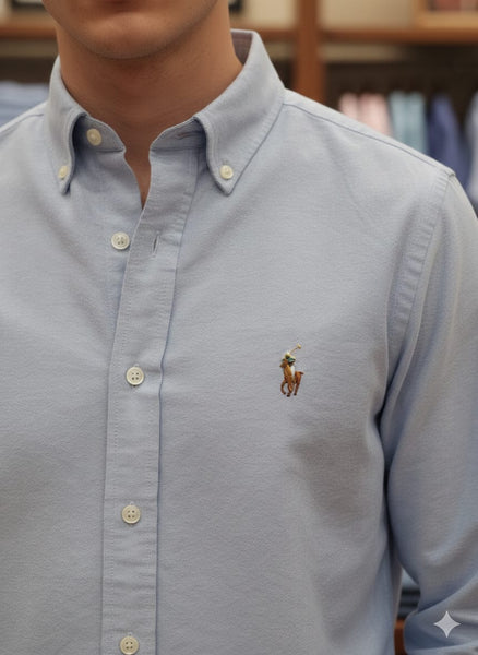 Classic Sky Blue Button-Down Cotton Shirt