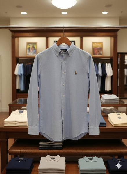 Classic Sky Blue Button-Down Cotton Shirt
