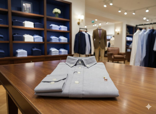 Minimalist Grey Cotton Shirt with Chest Logo