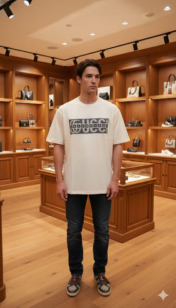 Premium White Graphic Oversize T-Shirt with Bold Logo Print