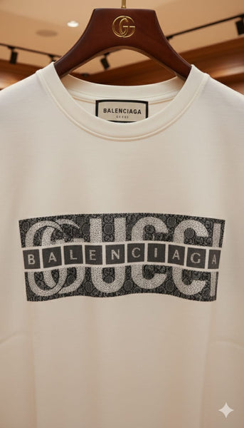 Premium White Graphic Oversize T-Shirt with Bold Logo Print