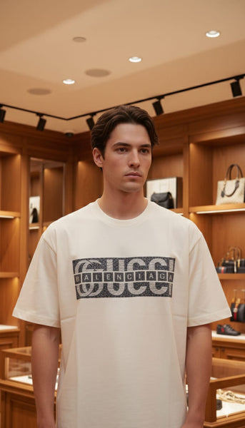 Premium White Graphic Oversize T-Shirt with Bold Logo Print