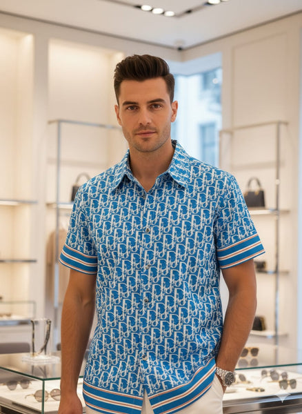 Premium Blue  Monogram Designer Shirt for Men