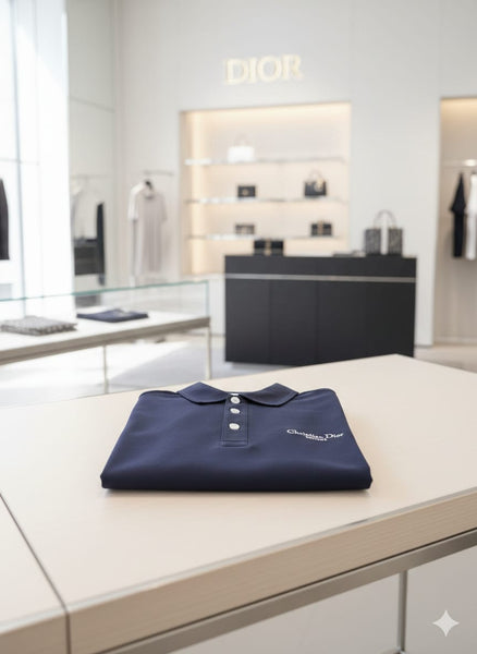 Elegant Navy Blue Polo with Minimal Logo