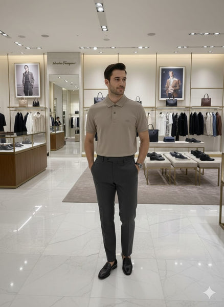 Classic Grey Premium Polo T-Shirt for Men