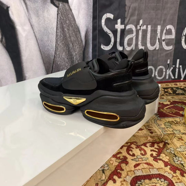 Luxury Black Chunky Sole Designer Sneakers