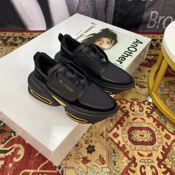 Luxury Black Chunky Sole Designer Sneakers