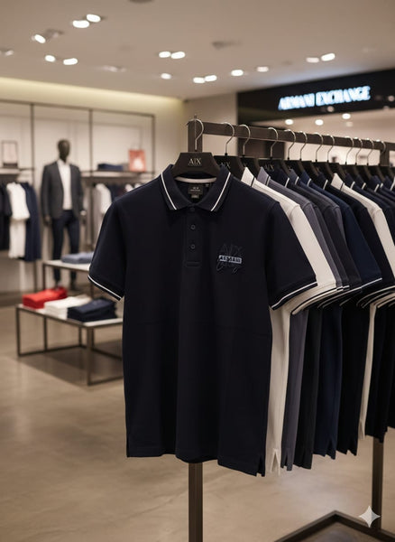 Luxury Imported Brand Navy Blue Polo T-Shirt with Contrast Trim