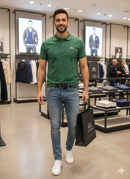 Premium  Green Polo T-Shirt with Signature Logo