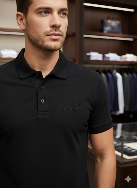 Classic Black Polo T-Shirt with Subtle Logo Detail
