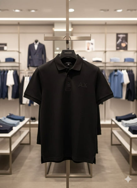 Classic Black Polo T-Shirt with Subtle Logo Detail