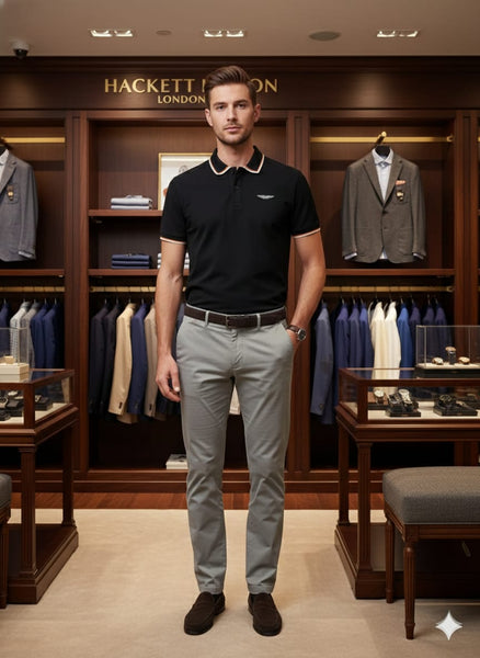 Classic Black Polo T-Shirt with Contrast Trim