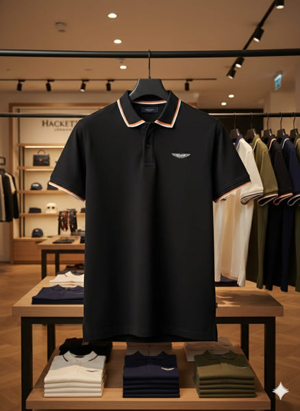 Classic Black Polo T-Shirt with Contrast Trim