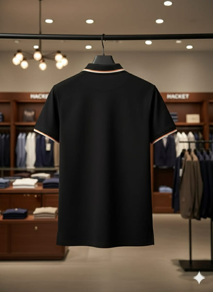 Classic Black Polo T-Shirt with Contrast Trim