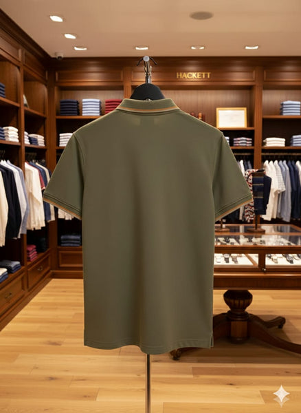 Premium Olive Green Polo T-Shirt with Contrast Trim