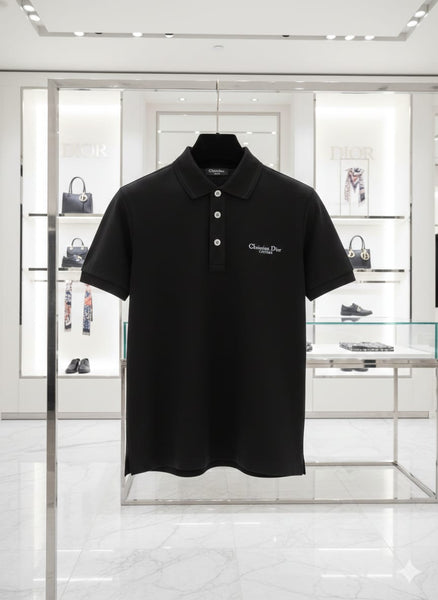 Luxury Designer-Look Black Short Sleeve Polo