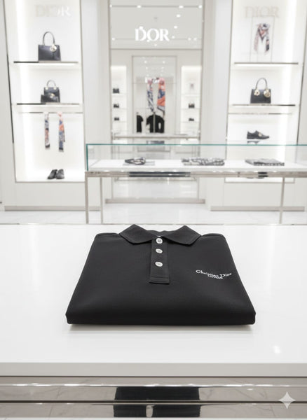 Luxury Designer-Look Black Short Sleeve Polo