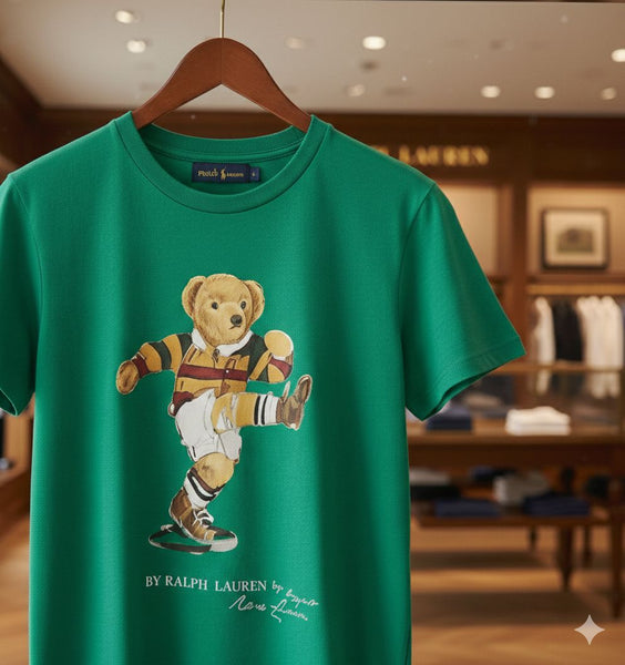 Women Polo Bear Graphic T-Shirt Sporty Icon Style