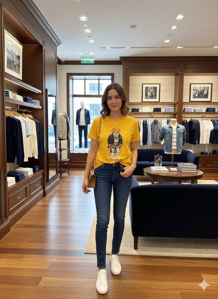 Exclusive Yellow Polo Bear Graphic T-Shirt