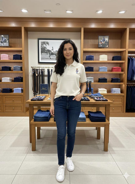 Branded Cream Polo Bear Embroidered Polo T-Shirt